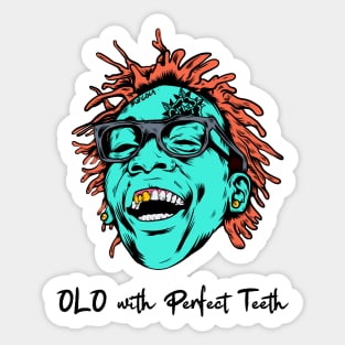 Cool laugh out loud dude with perfect teeth illustration Sticker